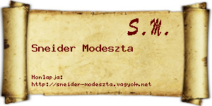 Sneider Modeszta névjegykártya